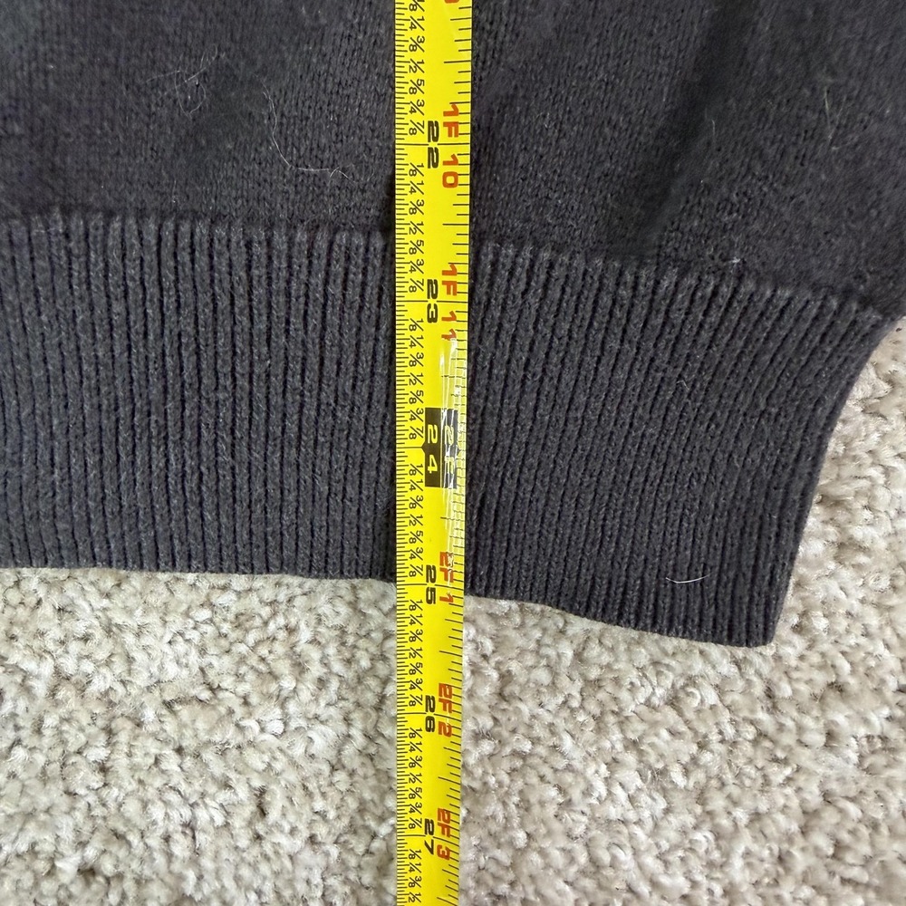 Express Sweater Mens Medium Black Tight Knit V Neck Pullover Logo Casual Cotton - Picture 5 of 7